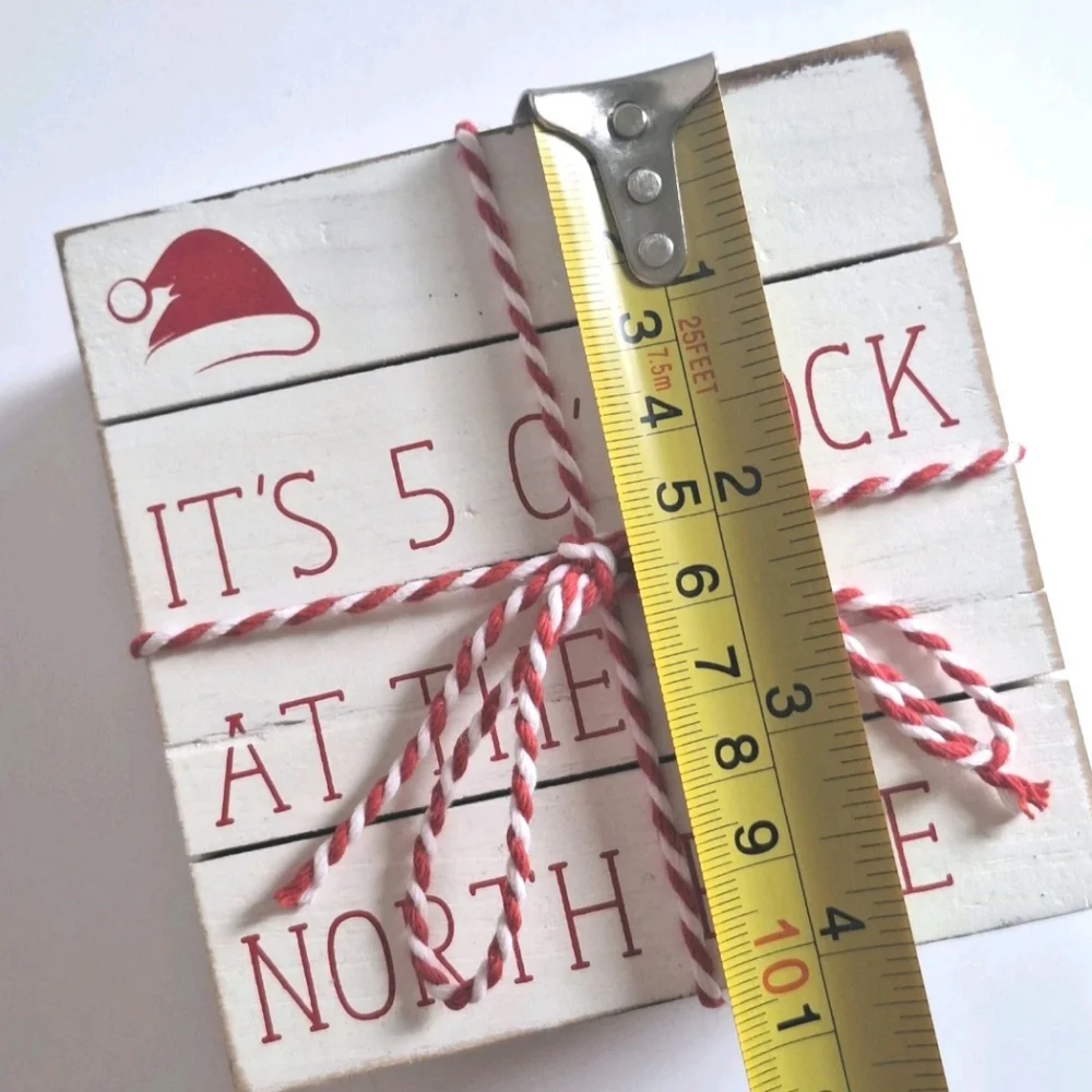 Mudpie 4pc White Wooden Christmas Pallet Coasters Its 5 Oclock At The North Pole